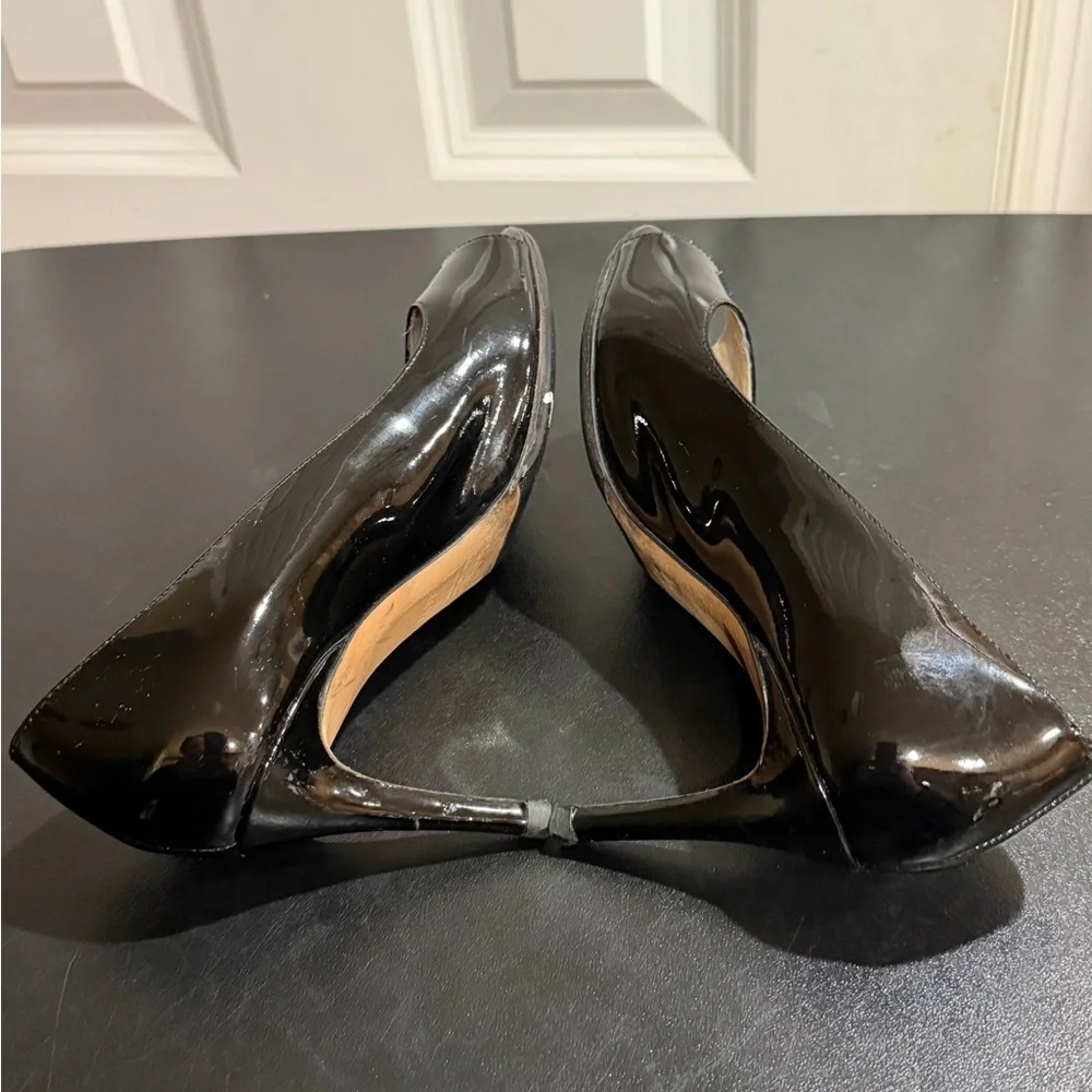 MaxMara patent leather Black Peep-Toe shoes size 6.5